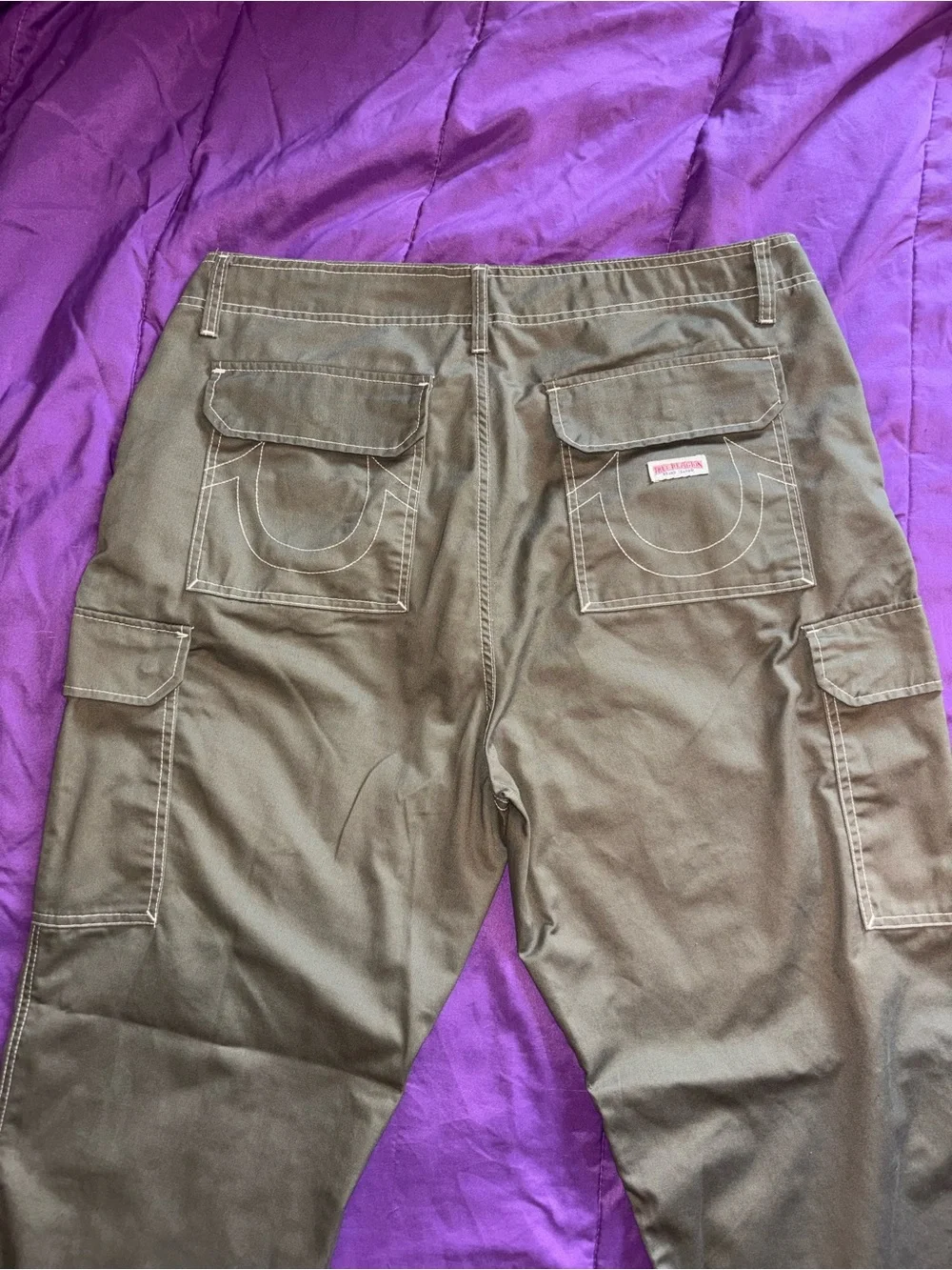 True Religion Olive Straight-Leg Cargo Pants